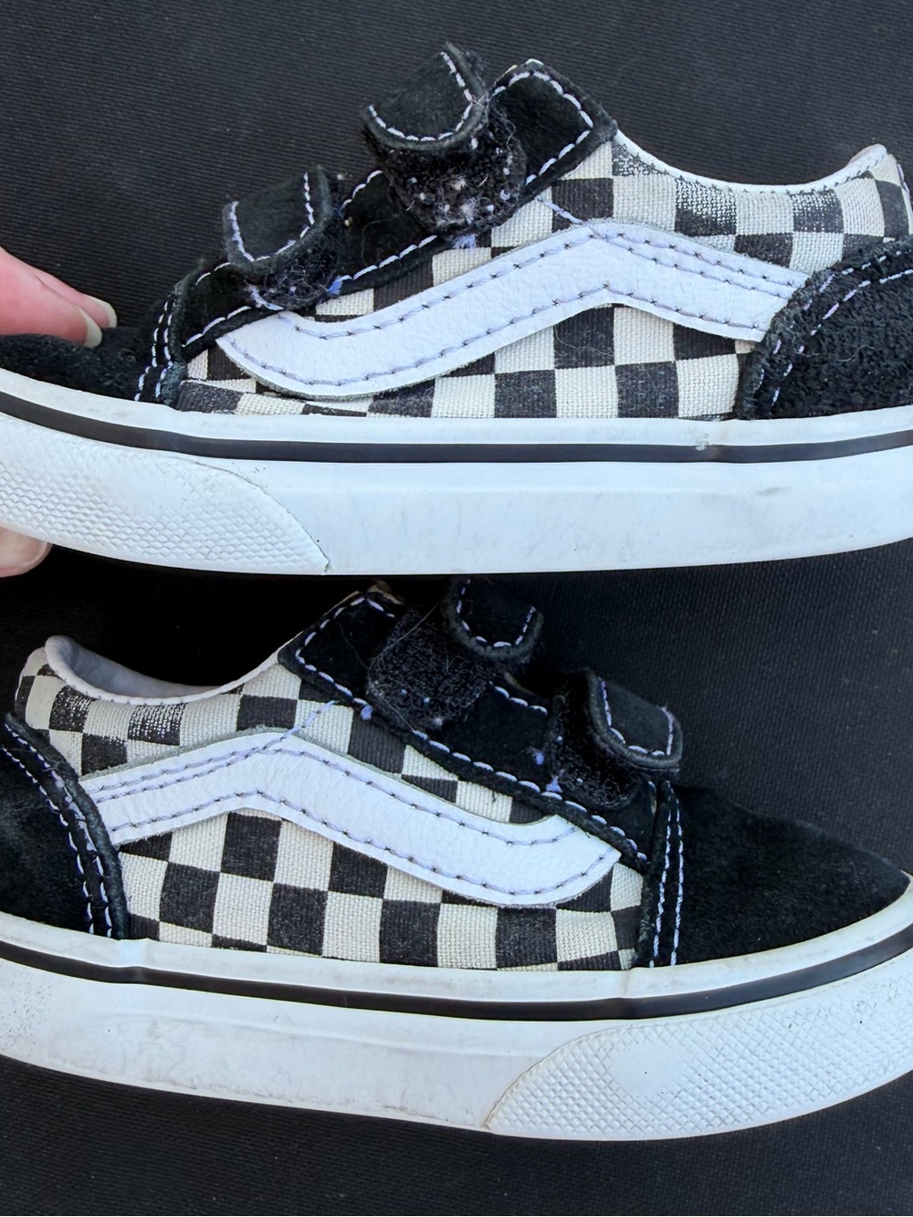 Vans Kids Checkered Velcro Sneakers - Black & White